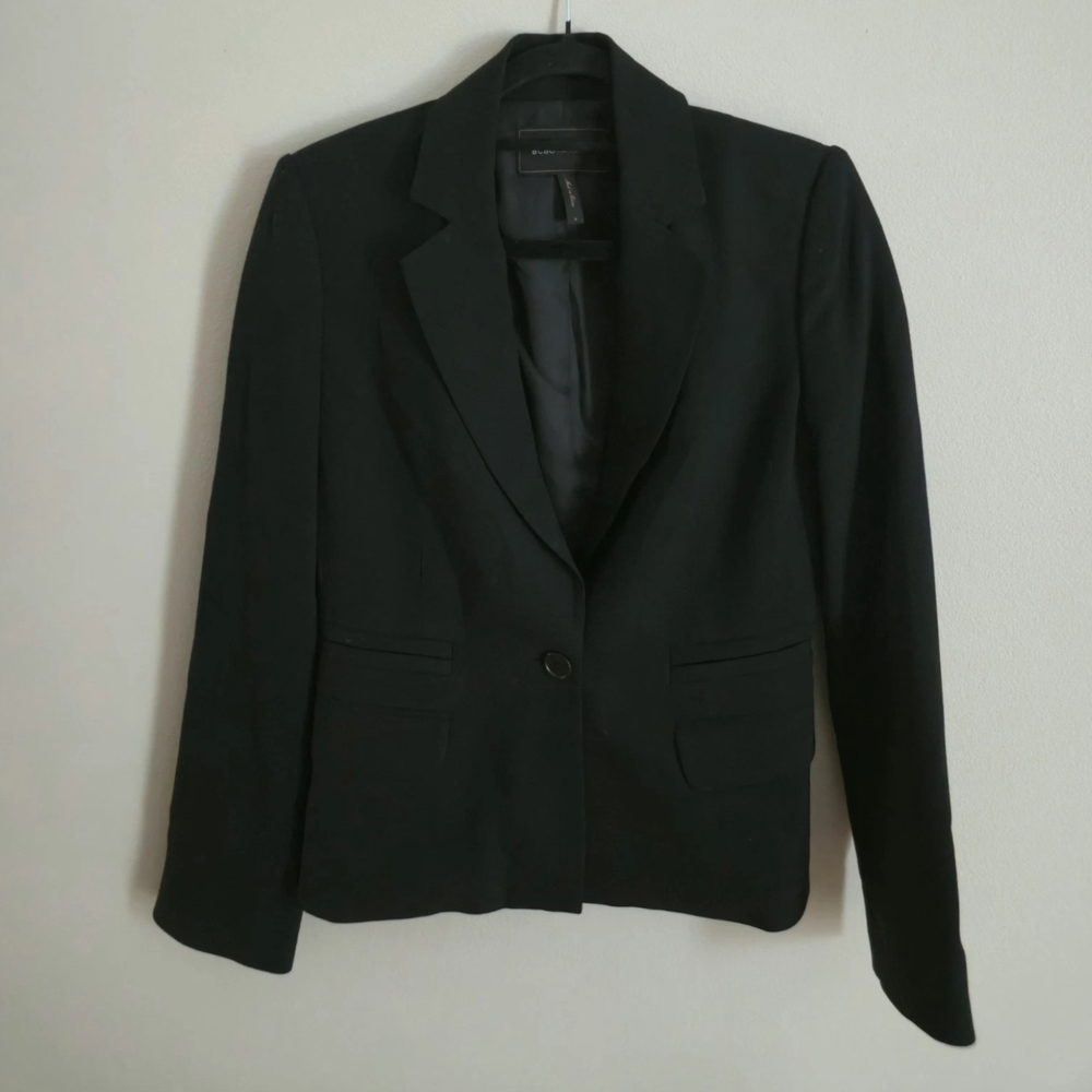 BCBG Maxazaria Women's Blazer Size Small Black Viscose Wool Blend
